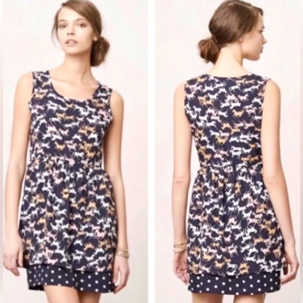 Anthropologie Porridge Petaluma Horses Polka Dot Dress